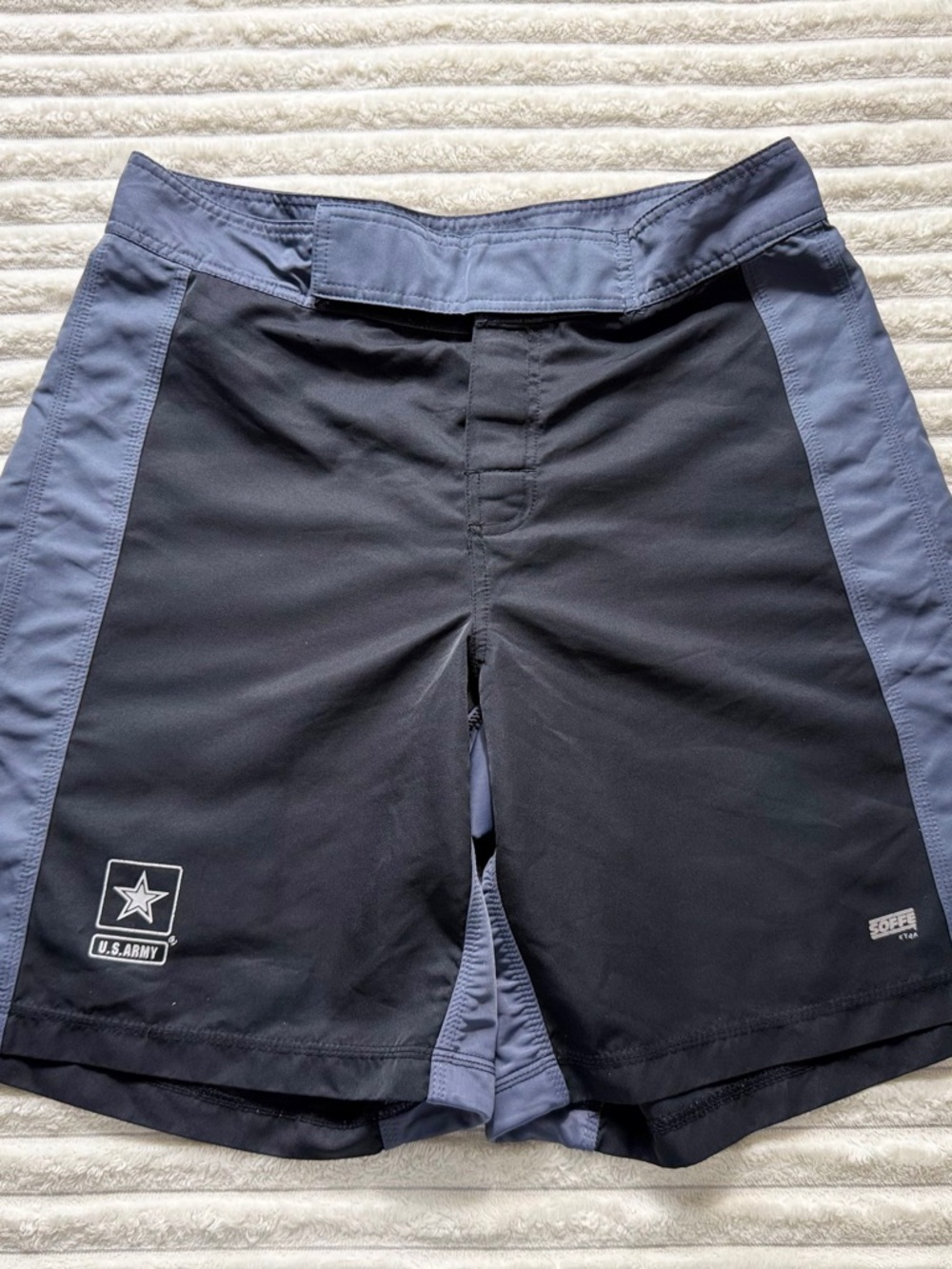 Soffe Men's Black/Blue Colorblock Athletic Shorts M Polyester Drawstring US Army